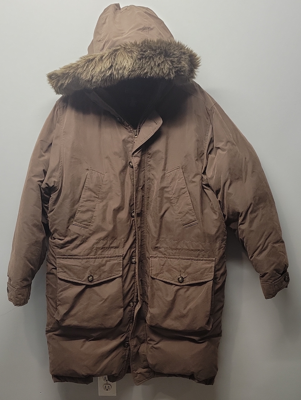 Lands' End brown Expedition Puffer Down Park Coat Vintage 90s